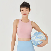 暴走的萝莉 运动内衣女聚拢定型防震文胸瑜伽镂空背心式bra健身衣 LLWX588 水粉色 XL