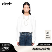dzzit地素 2023春季专柜新款休闲时尚亮钻镶嵌圆领贴身长袖T恤女