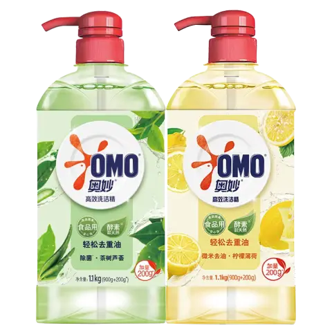 OMO 奥妙 洗洁精高效去重油洗碗果蔬不伤手1.1kg*2大瓶装家用餐具正品