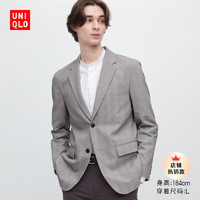 UNIQLO 优衣库 男装空气感快干弹力轻型茄克(商务格子夹克外套西装)458183