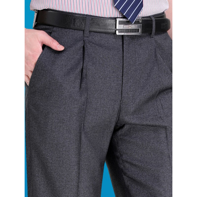 AEMAPE苹果西裤男宽松深档中老年品牌男裤商务正装直筒裤男士品质西装裤 中灰有褶皱 30码/2尺3