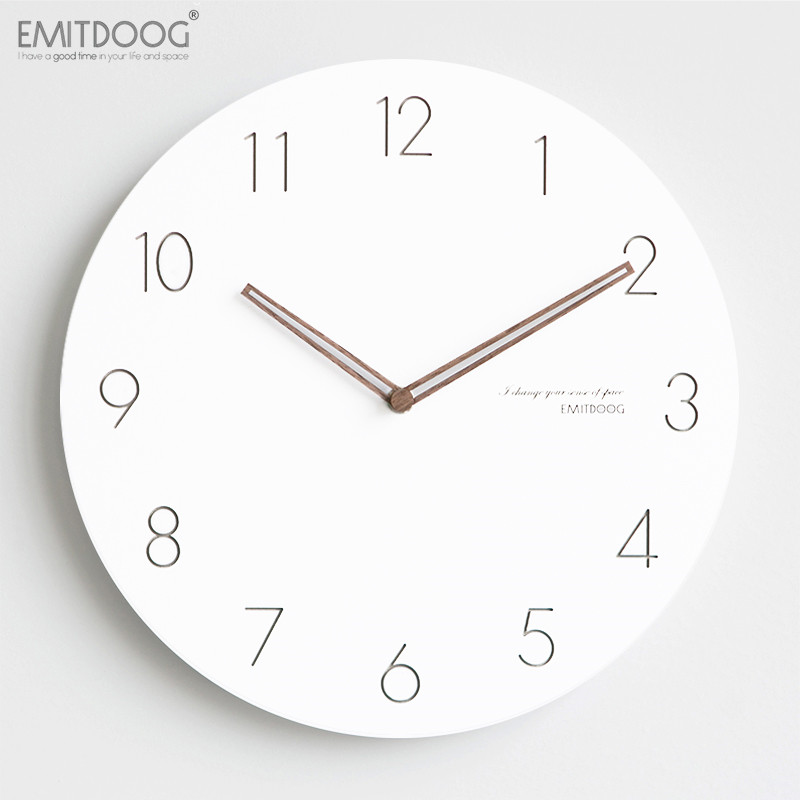 EMITDOOG 钟表挂钟客厅创意现代简约北欧时钟挂墙家用卧室静音挂表