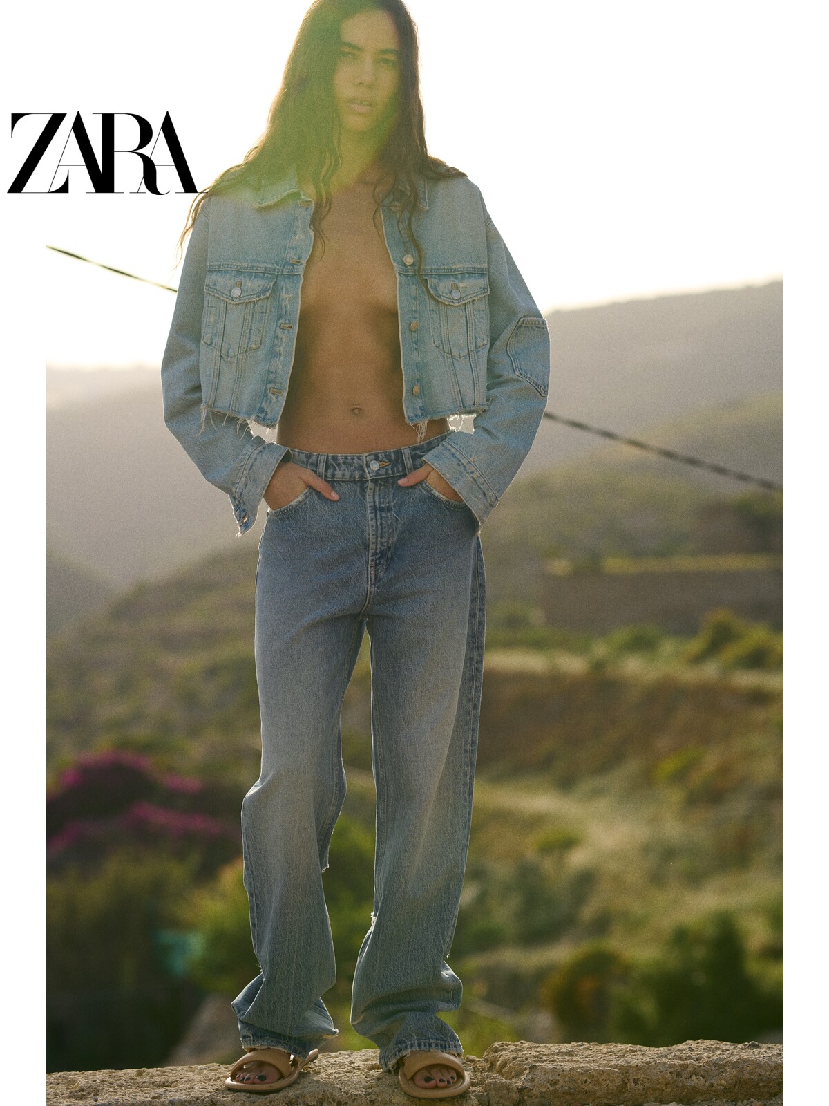 ZARA 新款 女装 TRF 破洞装饰宽松中腰牛仔裤 4365015 406