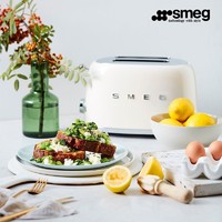 Smeg 斯麦格 面包机营养早餐 家用多功能多士炉 厨房复古 烤三明治烘焙面包片吐司机 TSF01 新年礼物 奶白色