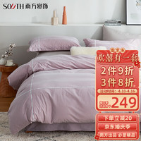 southbedding 南方寝饰 蕾丝物语 水洗棉全棉床单被套床上用品纯棉四件套 粉紫色-200