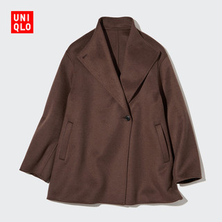 UNIQLO 优衣库 女装 双面呢短大衣(羊毛混纺 外套口袋宽松 秋冬)450499