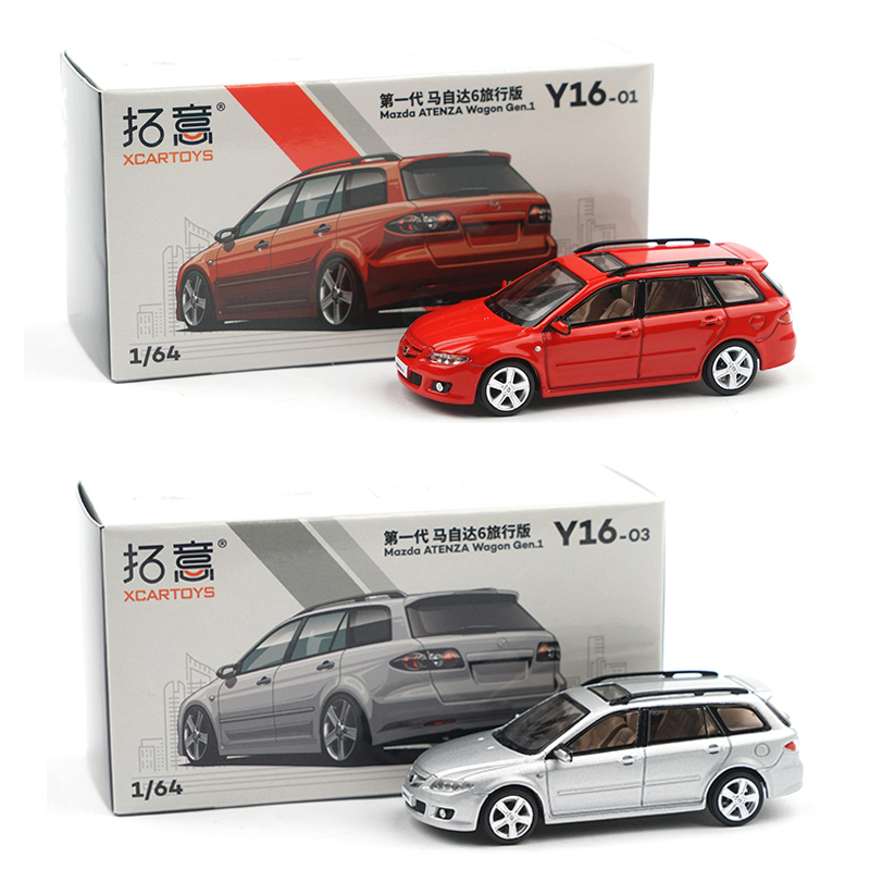 拓意马自达6旅行车 银色红色合金小汽车模型玩具 1:64小比例车