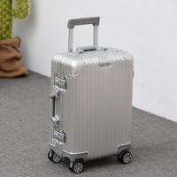EAZZ 全铝镁合金拉杆箱铝框行李箱 防刮铝框 银色 20英寸 登机箱