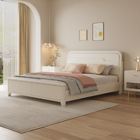 YOOMOO 优木良匠 奶油风实木床北欧白色1米8双人床现代简约主卧婚床轻奢高箱储物床