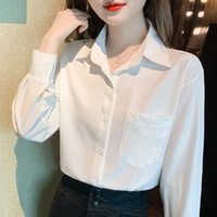 stylecloth 诗可洛 衬衫女夏季宽松显瘦纯色长袖薄款时尚气质衬衣