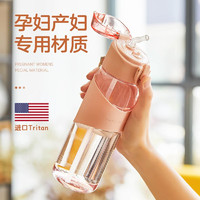 CMSH 草莓生活 吸管杯成人塑料水杯女孕产妇月子糖耐儿童水杯子 粉色-520ml(进口Tritan+带刻度)