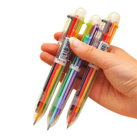 sT日韩国创意可爱卡通多色圆珠笔多功能按动彩色个性油笔文具6色笔