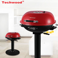 Techwood 电烧烤炉 韩式家用室内无烟不粘大号双层烧烤架电烤盘烤肉机