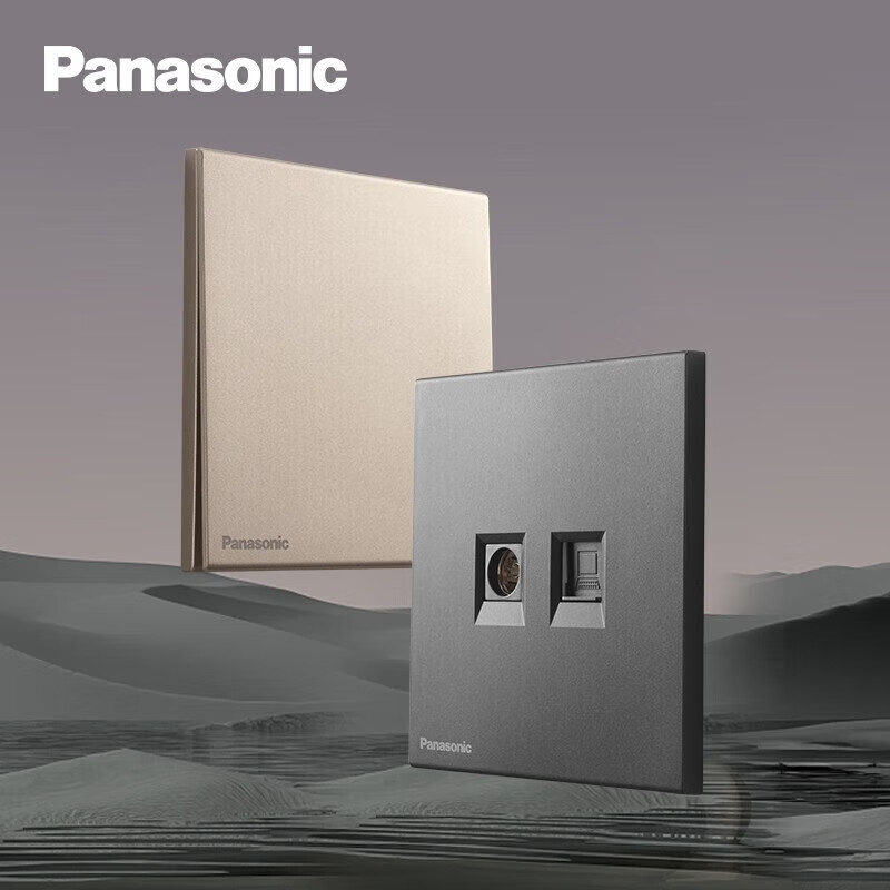 Panasonic 松下 致粹 一开双控五孔插座 云碳灰