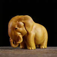 KIDNOAM 黄杨木精雕木雕刻手把件玩手工家居动物小摆件犀牛大象河马非洲