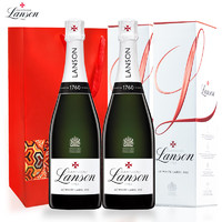 兰颂（Lanson）法国兰颂白牌干型香槟起泡酒原瓶进口红酒 750ml*2双支礼盒装