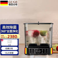 谷格（GUGE） 德国 洗菜机家用全自动果蔬清洗机餐具消菌智能食材净化机 12L一机双桶 黑色