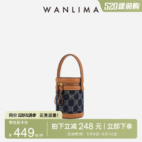 WANLIMA 万里马 2023春夏新品时尚圆筒单肩包个性丹宁牛仔包休闲女包