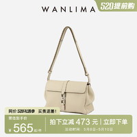 WANLIMA 万里马 2023春夏新品牛皮简约纯色单肩斜挎包真皮女包新款时尚