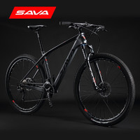 SAVA萨瓦碳纤维山地车男女式27速禧玛诺变速山地自行车迪卡2.0越野 27.5寸-绅士灰(内走线油碟刹车）