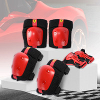 Ferrari 法拉利 轮滑护具儿童护膝盖护肘手六件套 滑板溜冰鞋滑冰鞋全套护具套装