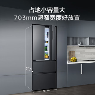 TCL 407升 一级能效 双变频法式多门四开门家用大容量超薄电冰箱