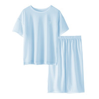 彩桥儿童睡衣冰丝清凉夏季薄款空调服可外穿男童女童家居服套装 蓝色 120cm
