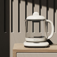捷赛养生壶煮茶器家用多功能煮茶器办公室小型迷你恒温全自动蒸煮一体玻璃水壶 白色 QF-A15