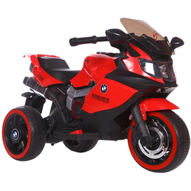孩智乐儿童电动车摩托车可坐人三轮车3-6-8岁小孩电动车玩具车充电电瓶 红双驱+蓝牙+充气轮+皮座+遥控