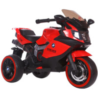 孩智乐儿童电动车摩托车可坐人三轮车3-6-8岁小孩电动车玩具车充电电瓶 红色双驱+蓝牙音乐+充气轮+皮座
