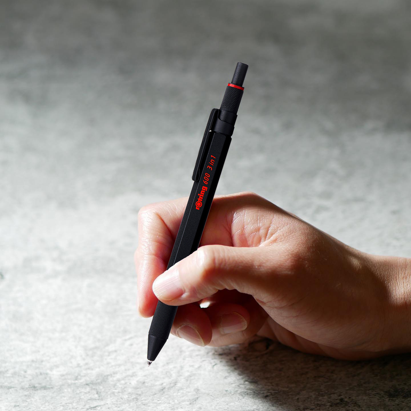 rOtring 红环 600三合一金属多功能模块旋转出芯3色原子笔自动铅笔商务办公学生一笔多用考试笔记圆珠笔