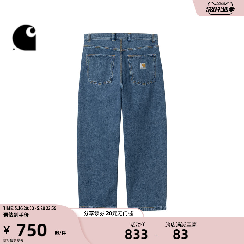 Carhartt WIP牛仔裤男装经典LOGO标签口袋宽版水洗造旧031246J