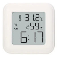 Compas 康巴丝 电子多功能磁吸闹钟厨房桌面时钟温湿度显示迷你学生闹钟HX-2106 白色