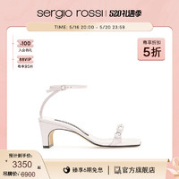 sergio rossi 2022春夏sr1系列银色镜面钻饰高跟凉鞋