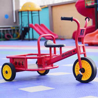WORMS幼儿园儿童三轮车脚踏车2-8岁男女宝宝双人单车可带人户外玩具童 货运车红色 橡胶轮