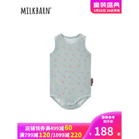 Milkbarn2023新款婴儿衣服 3-24月宝宝背心包屁衣夏季薄款宝宝连体衣爬服 蓝灰色小兔兔 66cm(3-6m)