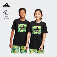 adidas 阿迪達斯 官方輕運動樂高積木聯名男大童夏季運動短袖T恤 黑色 140CM