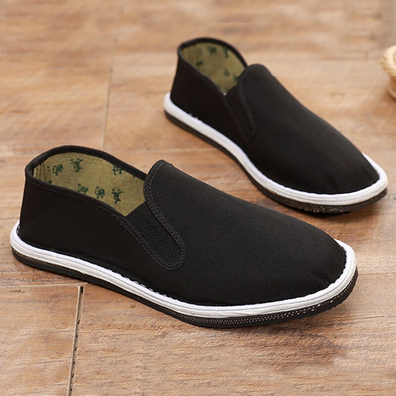 红青百年老北京布鞋男春季透气千层底黑色工作鞋防滑软底轻便开车鞋爸爸鞋 上线轮胎底 39码