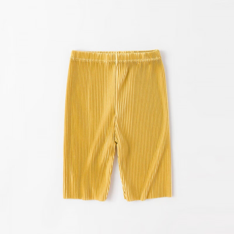 瑄妮薇女童九分裤夏季儿童褶皱阔腿裤宝宝韩版宽松休闲裤中小童 WFX-波浪裤子-黄 80码