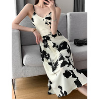 OTHER MIX 法式复古印花吊带连衣裙2023夏季新款新中式小众长裙