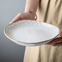 悠瓷（youcci）高颜值水纹异形餐具家用8英寸窑变陶瓷碗菜碗沙拉碗复古面碗商用 8.5英寸水波纹异型深盘-润雪