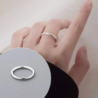Agovski 蔻斯琦 S999足银古法素圈戒指简约百搭带证书指环可叠戴尾戒