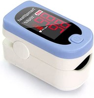 HealthSmart 指尖脉搏血氧仪，显示血氧饱和度、脉率和脉搏条，带 LED 显示屏