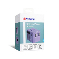 威宝（Verbatim）旅行转换快充插头/旅行转换器/转换插头英标欧标美标澳标日本适用  28W浅紫色（5口全球通） 4*USB+C