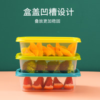 茶花保鲜盒食品级冰箱收纳盒冷冻专用水果便当盒塑料野餐盒子饭盒 随机颜色二件套 正方形460mL+长方形550mL