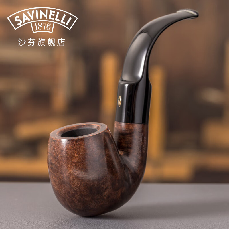 沙芬（SAVINELLI）瓦雷泽石楠木烟斗614大号叼斗老式烟斗烟包套装 意大利进口新手装
