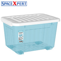 SPACEXPERT 空间专家 塑料收纳箱 80L透蓝单只 衣物整理箱储物箱搬家箱打包箱 带轮