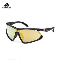 adidas 阿迪达斯 运动太阳镜骑行跑步防滑轻巧防风眼镜墨镜轻SP0055 02G-(黑色)黄色镜片