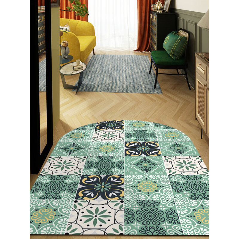 茗芮居 可擦免洗大门地垫入户门垫美式pvc进门脚垫皮革门口玄关垫可裁剪 城南01-半圆竖版 80