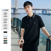 男装夏季男士创意刺绣商务休闲短袖男式Polo衫 XL 黑色(21年款)
